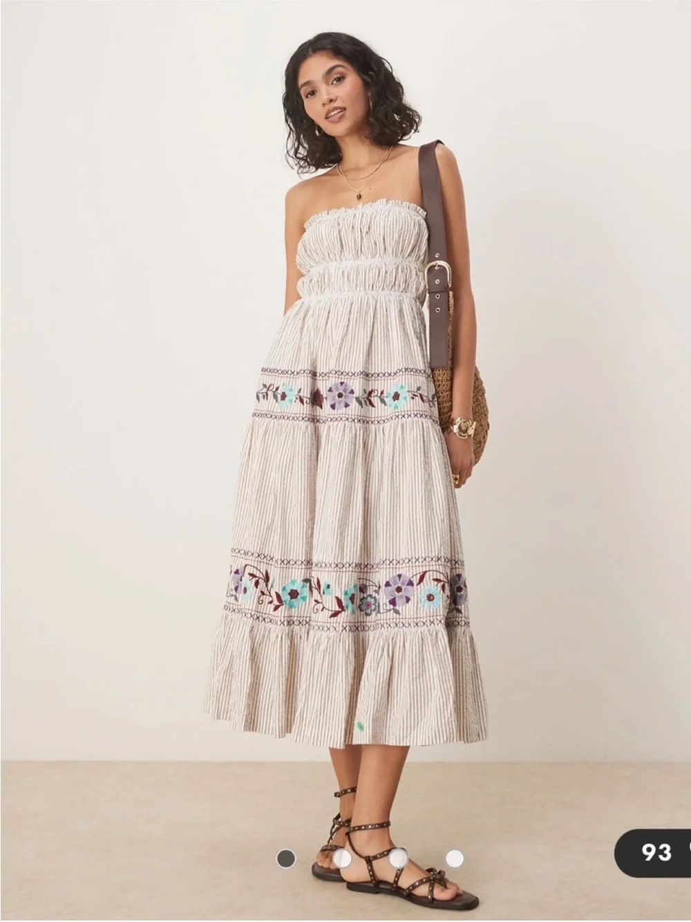 Free People Kalani Midi Dress in Ivory Stripe Combo New!